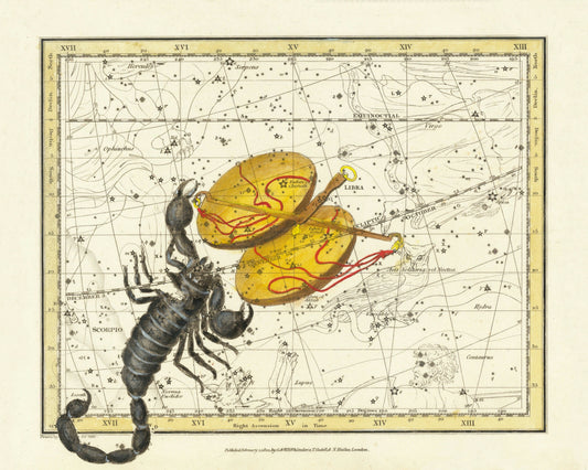 Scorpio & Libra Constellations Antique Reproduction - Alexander Jamieson - dated 1822