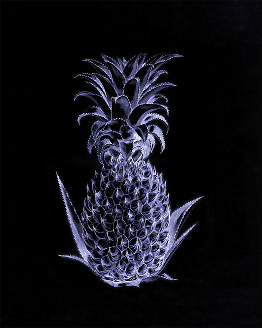 Blue Neon Pineapple Print