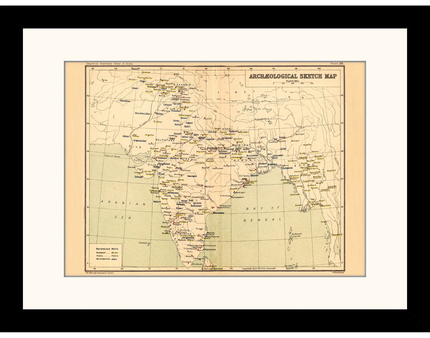 Archaelogical Sketch Map of India showing Buddhist, Hindu and Muslim Sites