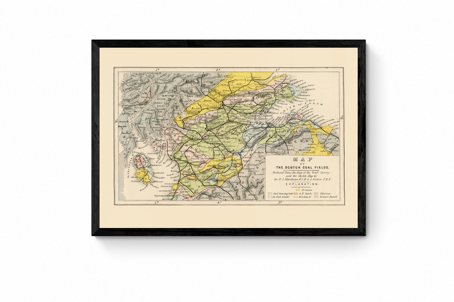 Map of the Scotch Coal Fields Antique Reproduction