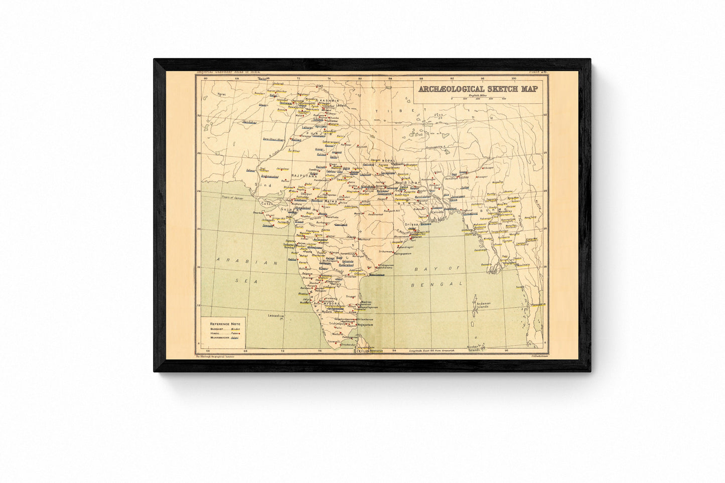 Archaelogical Sketch Map of India showing Buddhist, Hindu and Muslim Sites