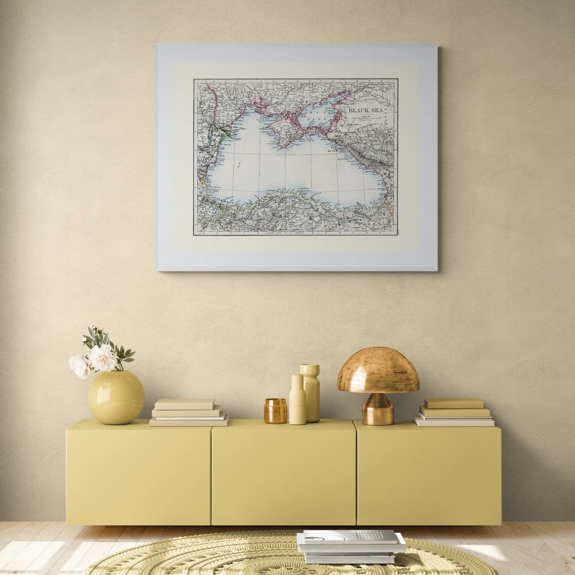 Black Sea Map - Antique Reproduction - Ukraine, Russia, Turkey, Georgia, Bulgaria, Romania - Available Framed