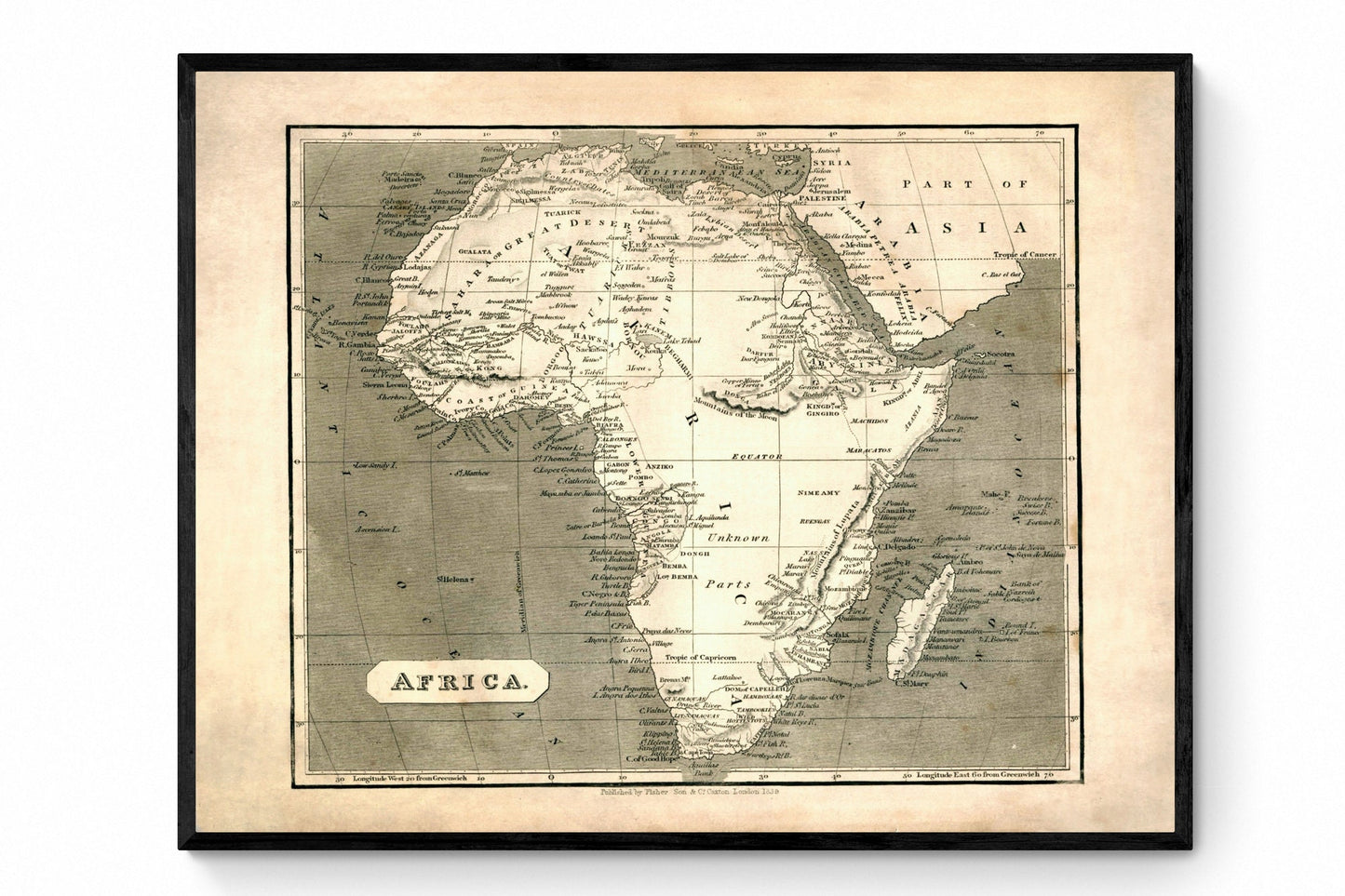 Cape Verde Map - Antique Reproduction - Cabo Verde - Antique from 1871 - Cape Verde Island Archipelago - Available Framed