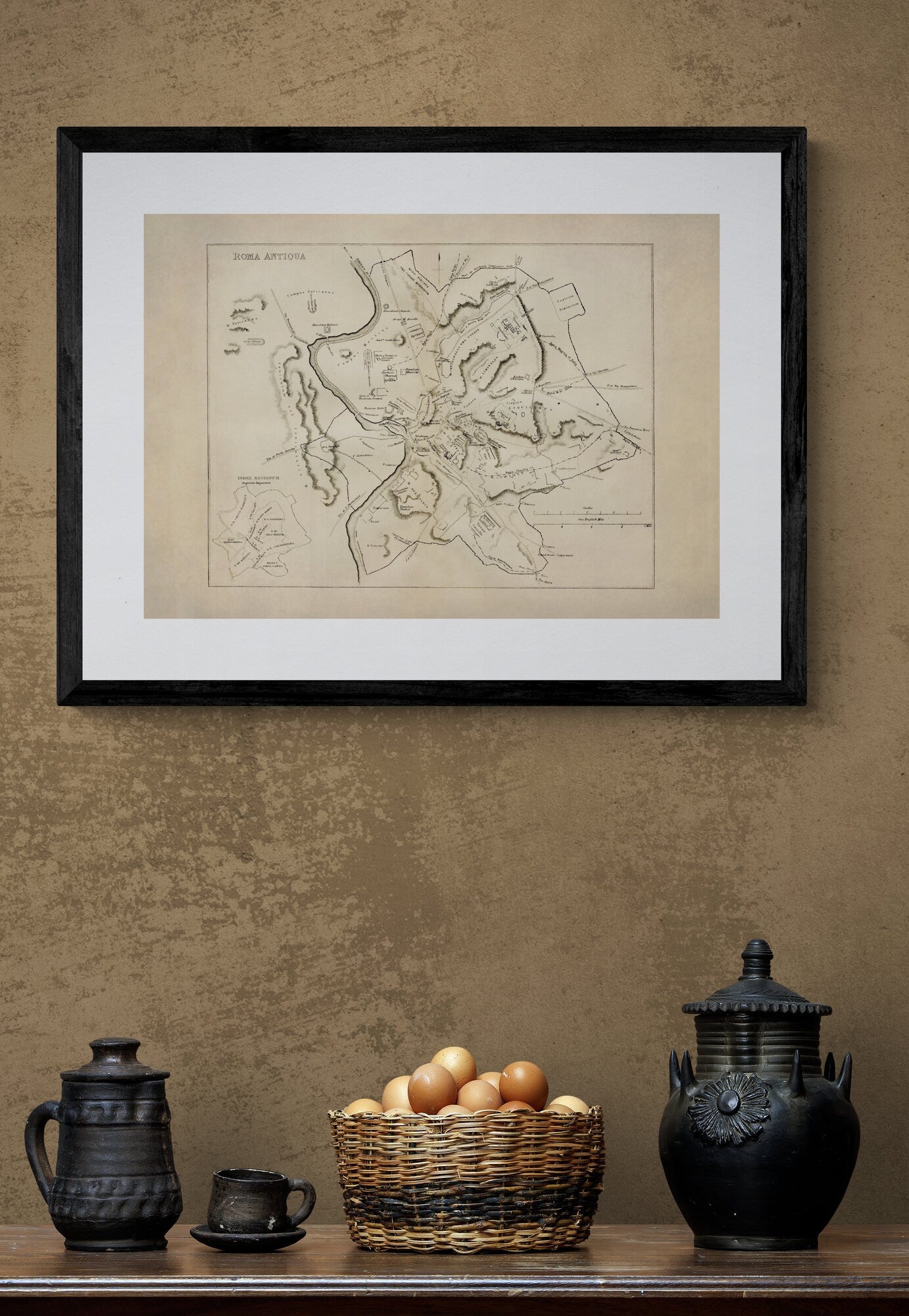 Ancient Rome Map - Antique Reproduction - Roma Antiqua - Roman History - Classics - Italy - Available Framed