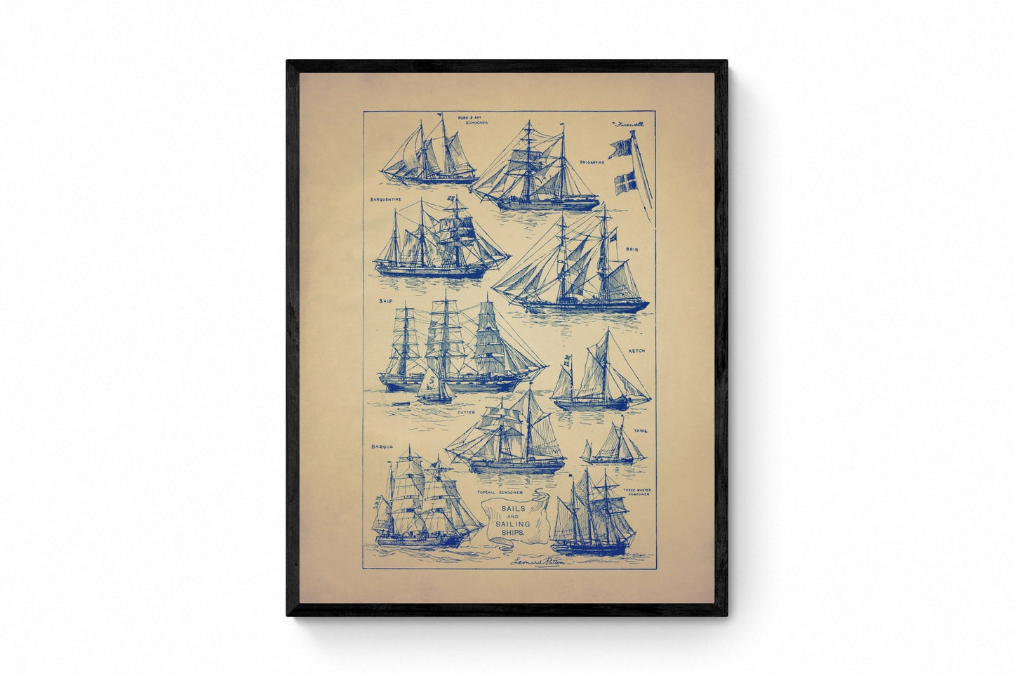 Sails and Sailing Ships - Antique Reproduction - Nautical Decor - Available Framed