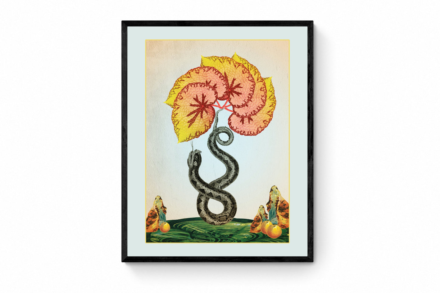 Eden - Antique Art Reproduction - Surreal Antique Collage - Digital Collage - Snake - Tree - Retro Wall Decor - Available Framed