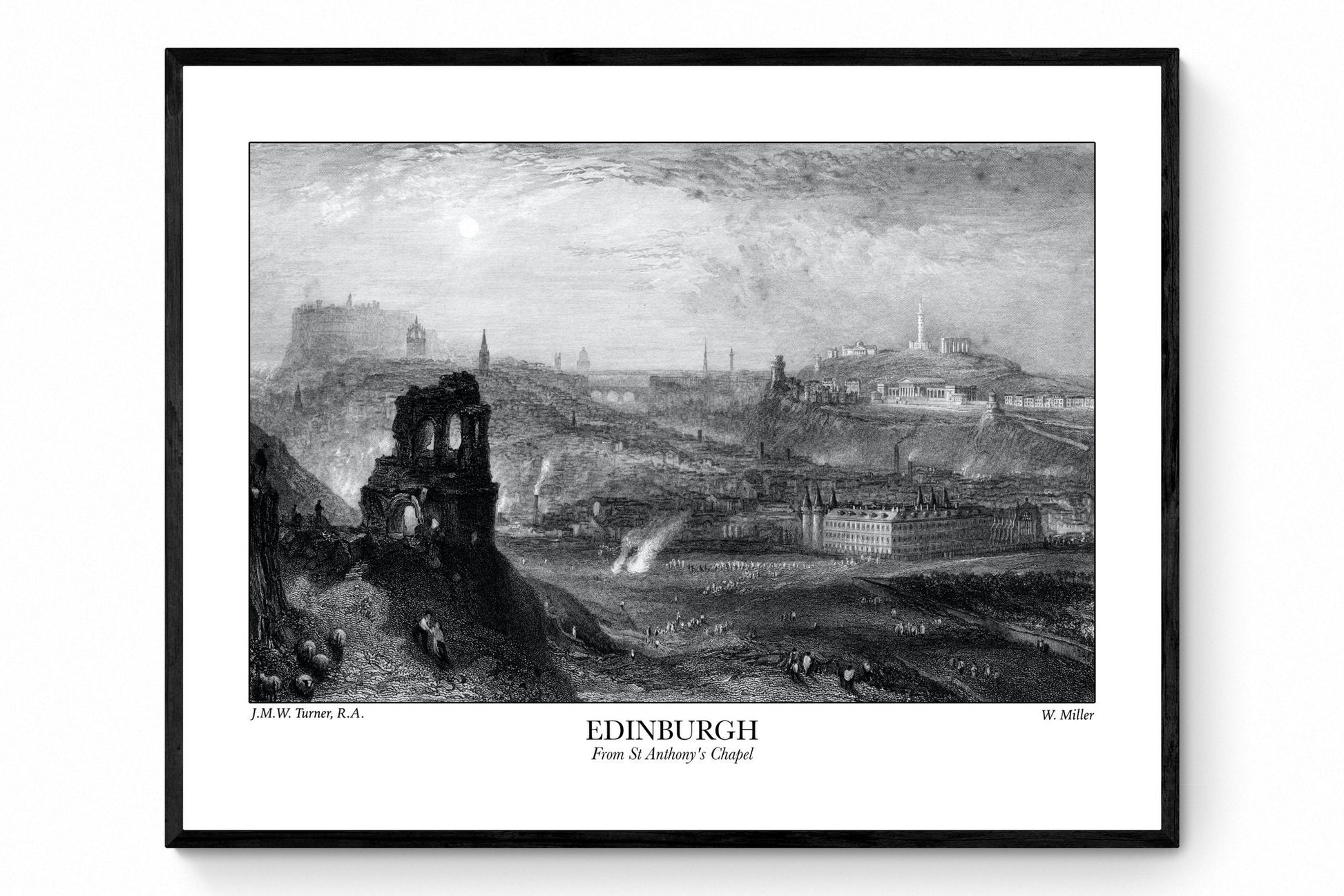 Edinburgh from St Anthony's Chapel by JMW Turner - Antique Reproduction - William Turner - Scotland - Available Framed