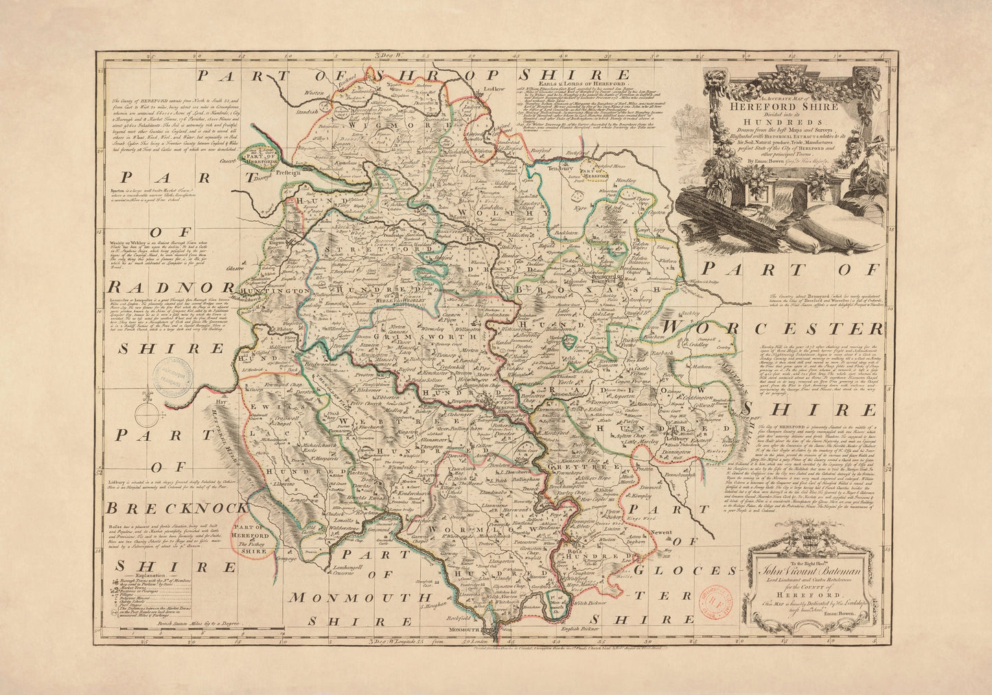 Herefordshire Map dated 1760