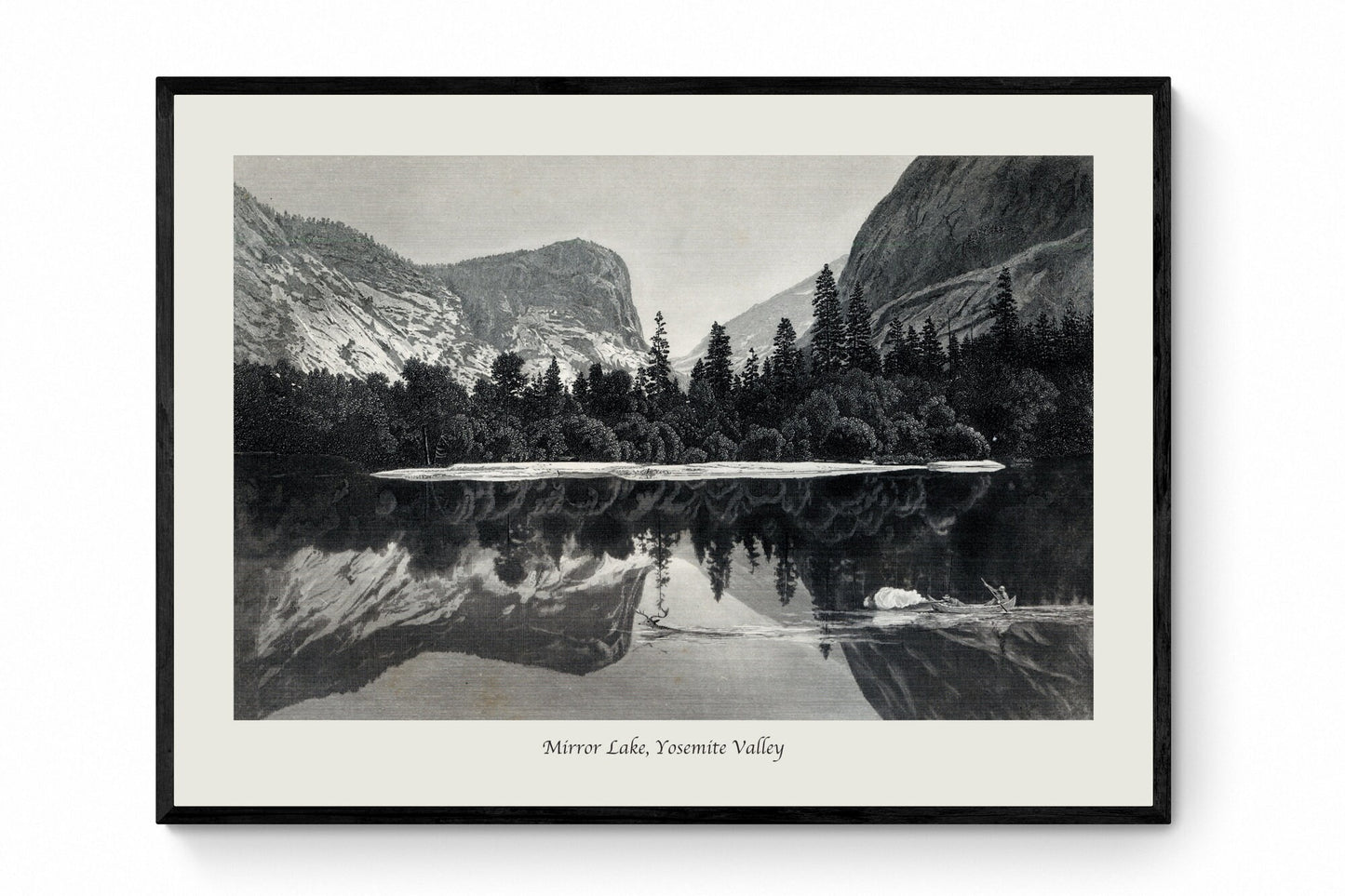 Mirror Lake, Yosemite Valley - Antique Art Reproduction of engraving from 1895 - Yosemite National Park - California - Available Framed