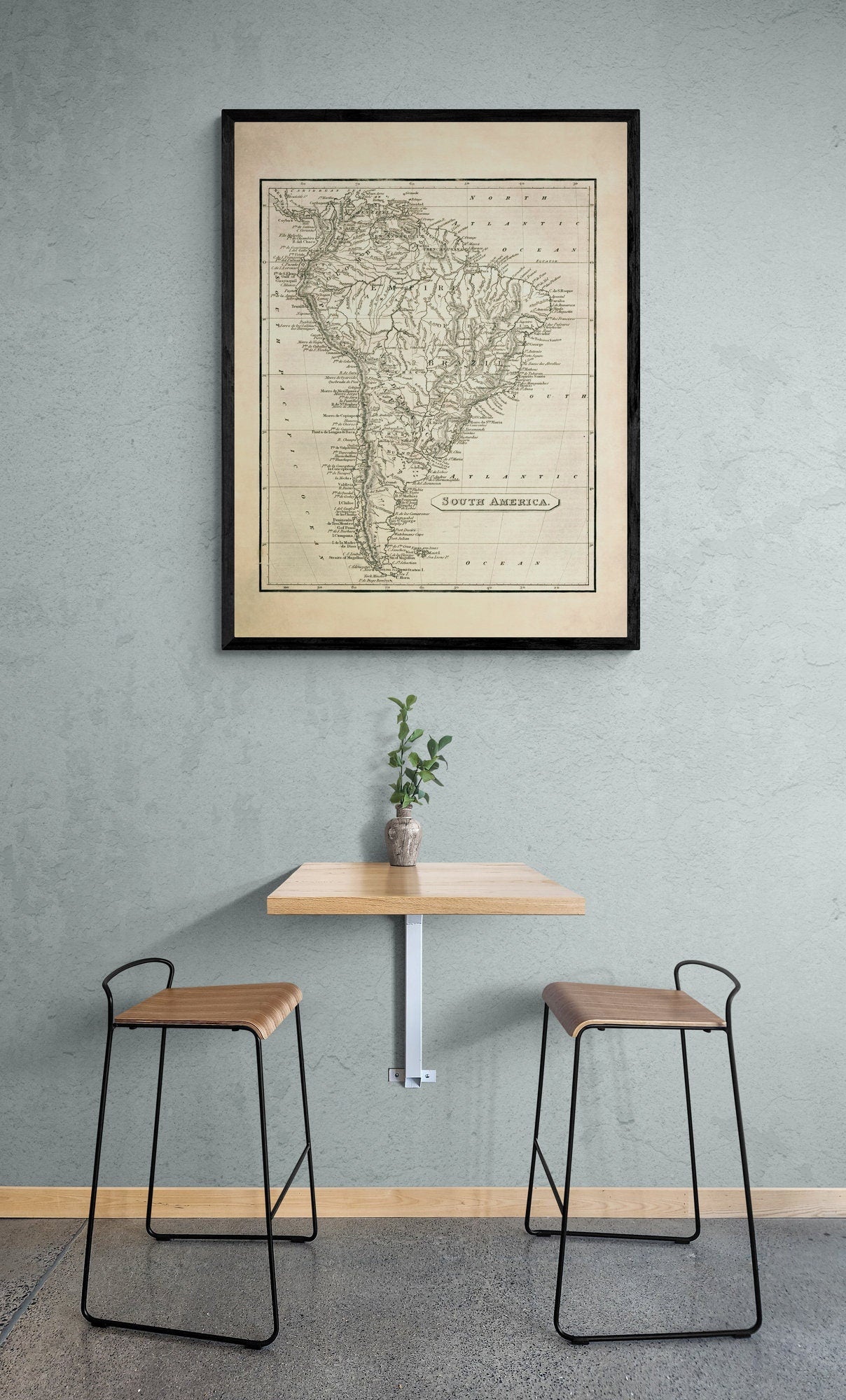 South America Map from 1840 showing Empire of Brazil and United Province of La Plata - Antique Reproduction - Available Framed