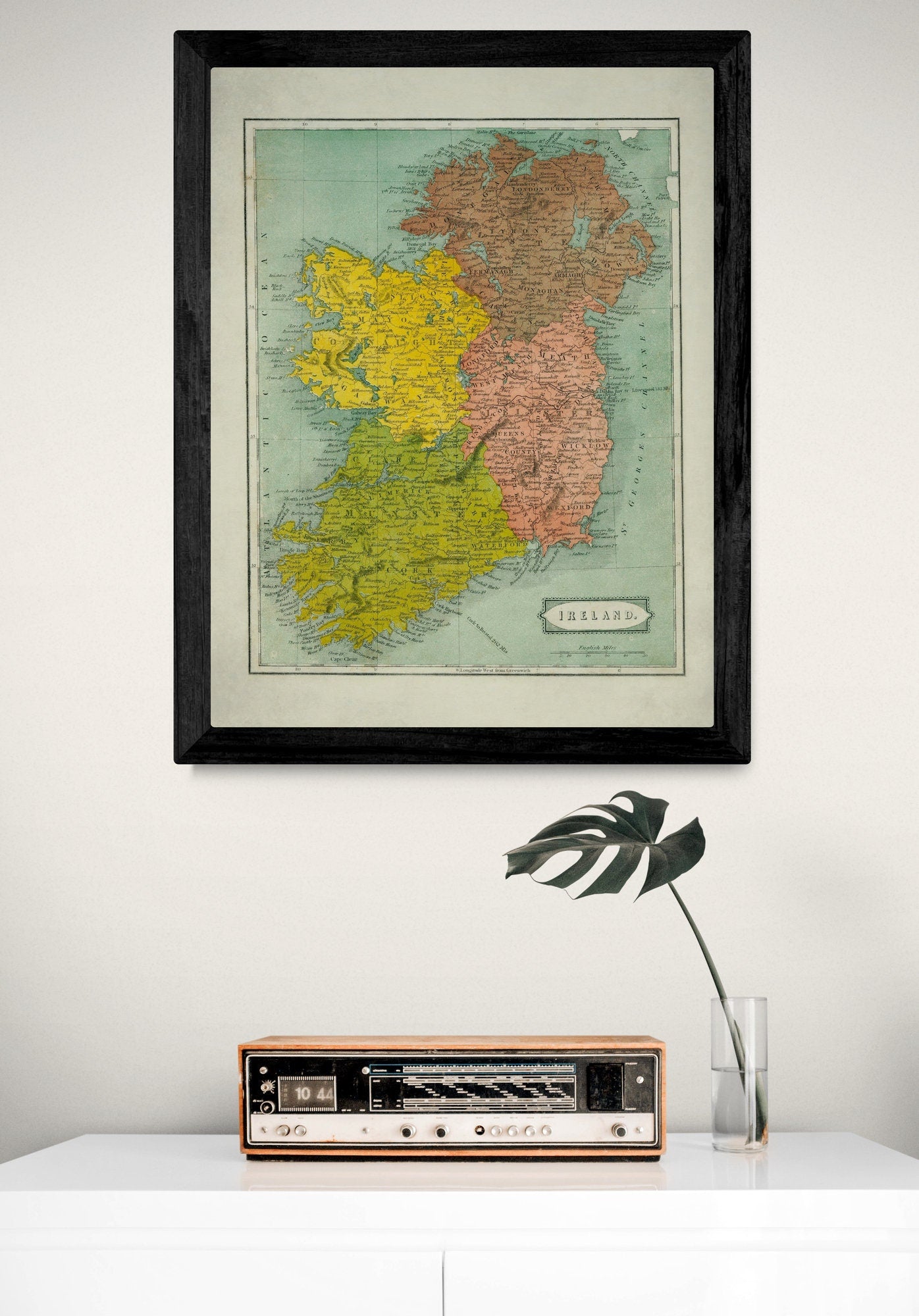 Ireland in 1863 Colourful Map - Antique Reproduction - Irish History - Republic of Ireland - Northern Ireland - Available Framed