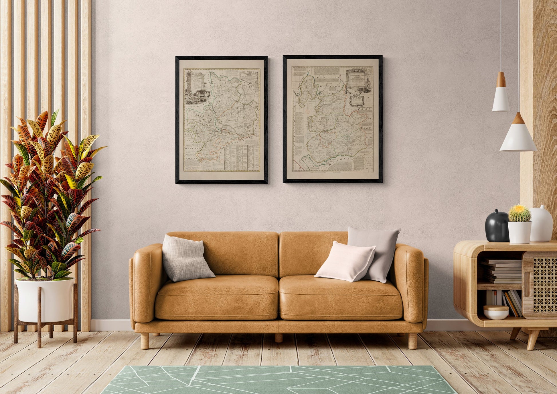 Huntingdon Map dated 1749 - Antique Reproduction - Emanuel Bowen - Detailed County Map - Available Framed