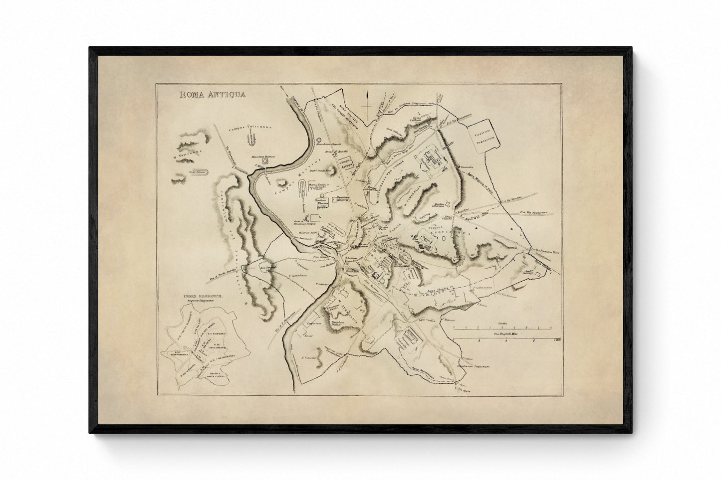 Ancient Rome Map - Antique Reproduction - Roma Antiqua - Roman History - Classics - Italy - Available Framed