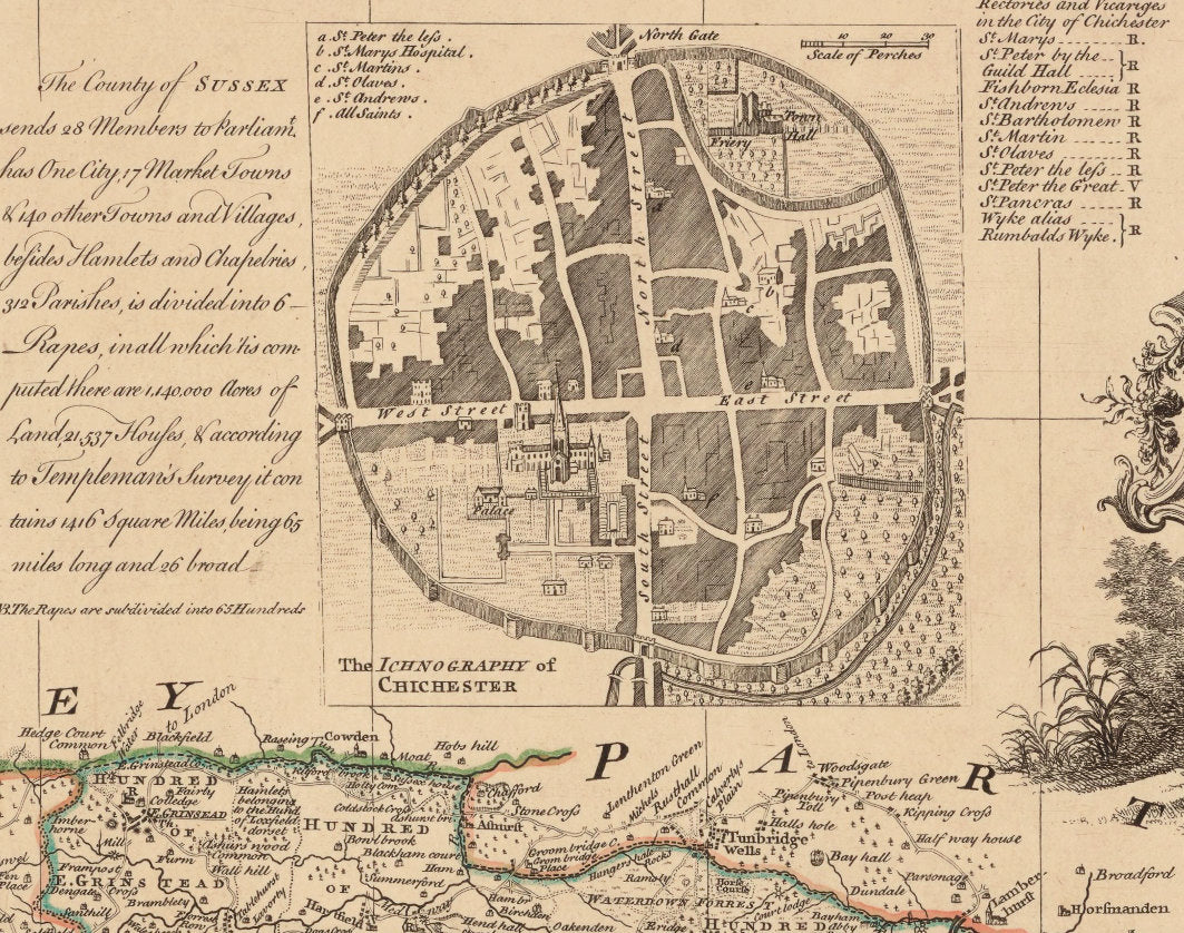 Sussex Map dated 1749