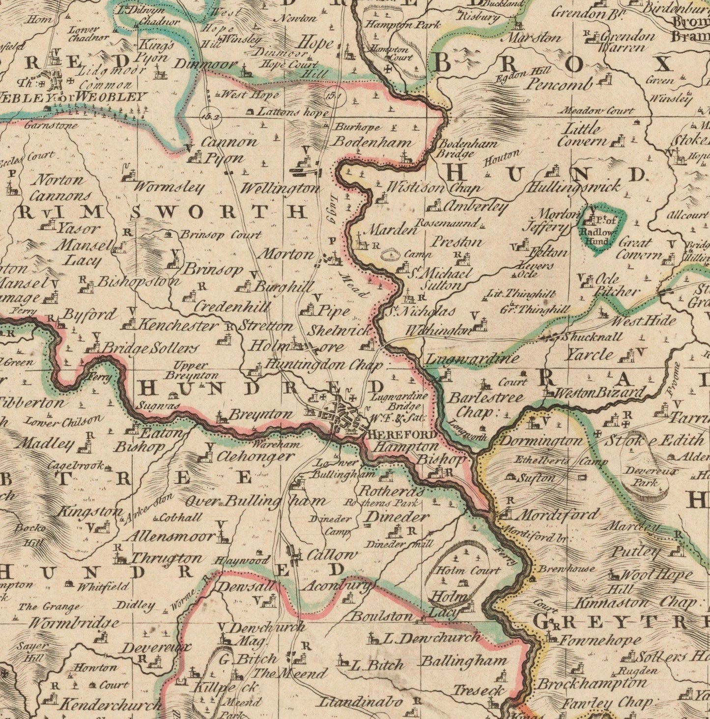 Herefordshire Map dated 1760