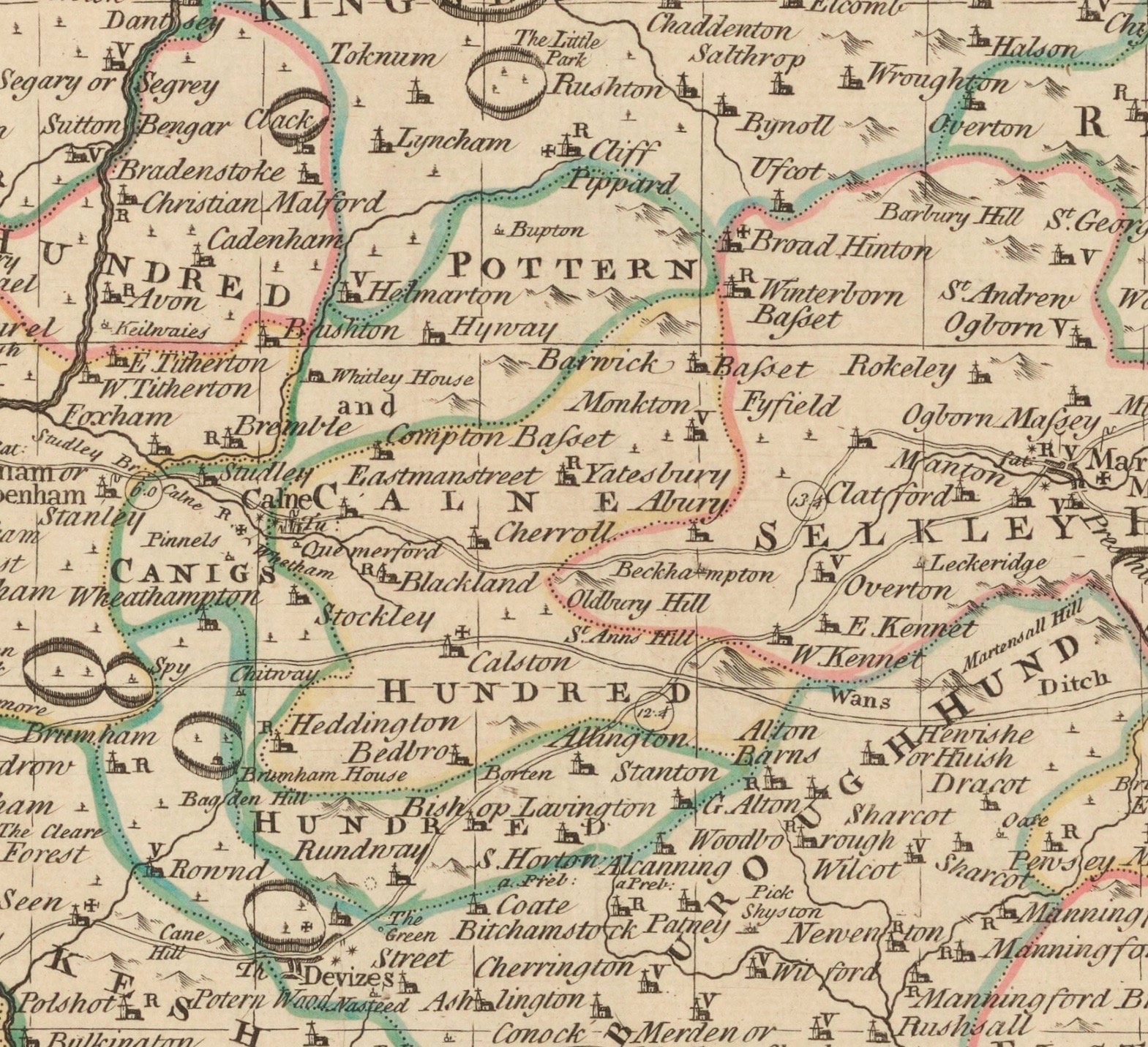 Wiltshire Map dated 1750 - Antique Reproduction - Emanuel Bowen - Detailed County Map - Available Framed