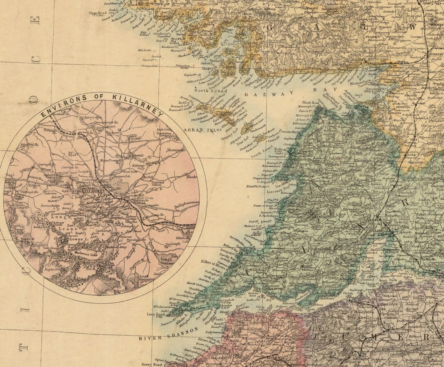 Ireland from the Ordnance Survey Map dated 19th Century - Antique Reproduction - Detailed Vintage Wall Map - Available Framed