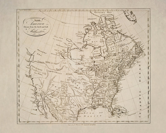 North America drawn from the latest and best Authorities dated 1787 - Antique Reproduction - Available Framed