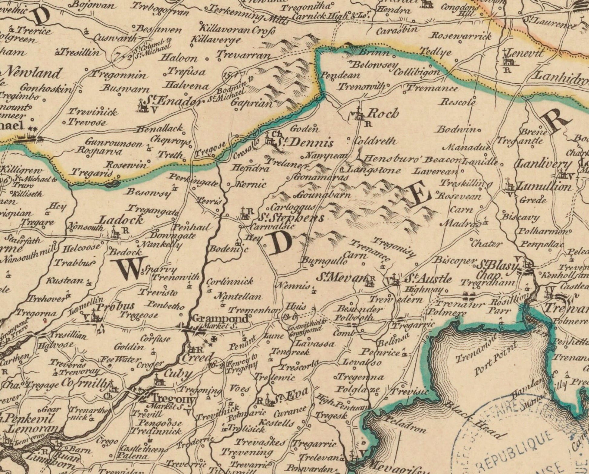 Cornwall Map dated 1750 - Antique Reproduction - Emanuel Bowen - Detailed County Map - Available Framed