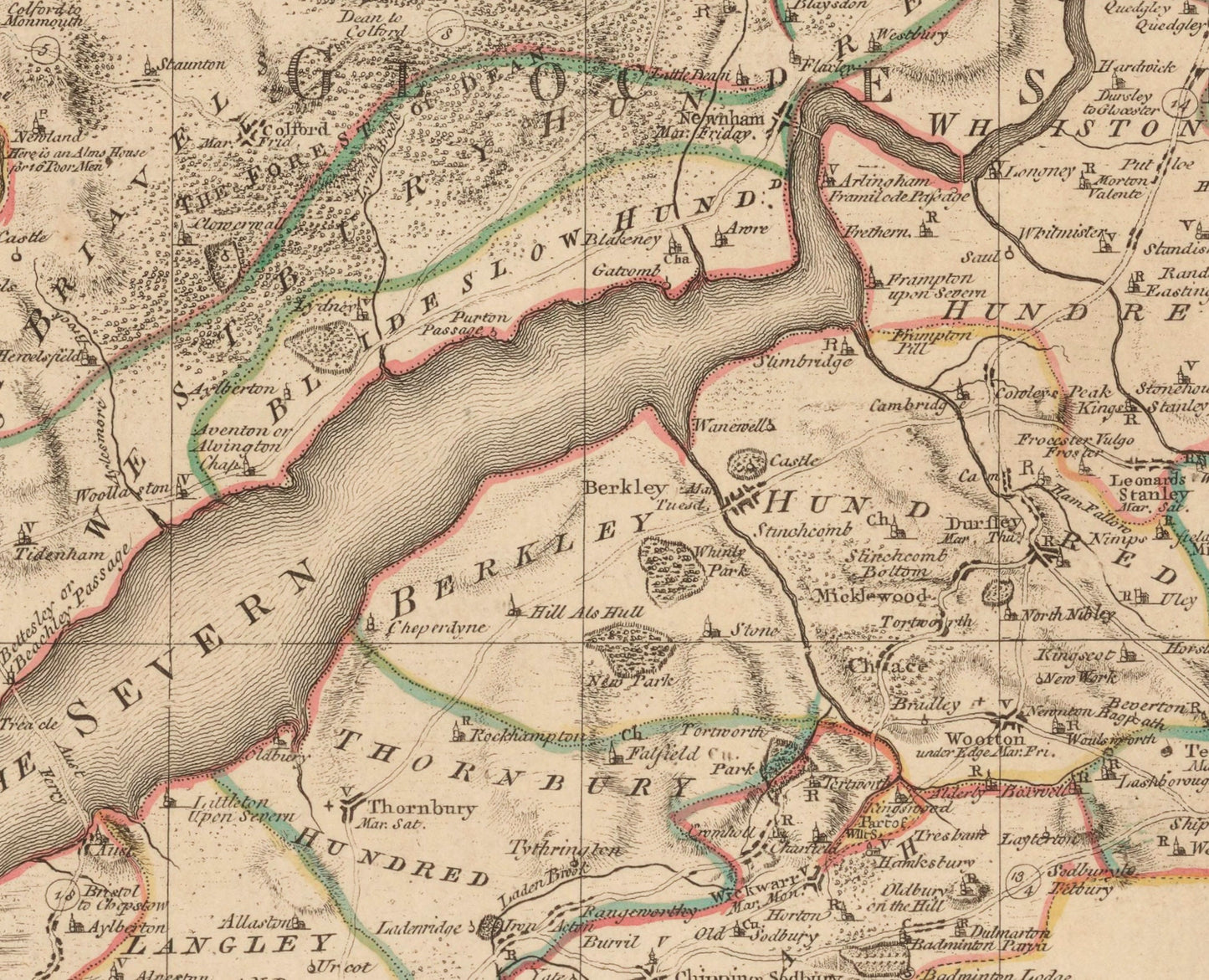 Gloucester and Monmouth Map dated 1760 - Antique Reproduction - Gloucestershire - Monmouthshire - Detailed County Map - Available Framed