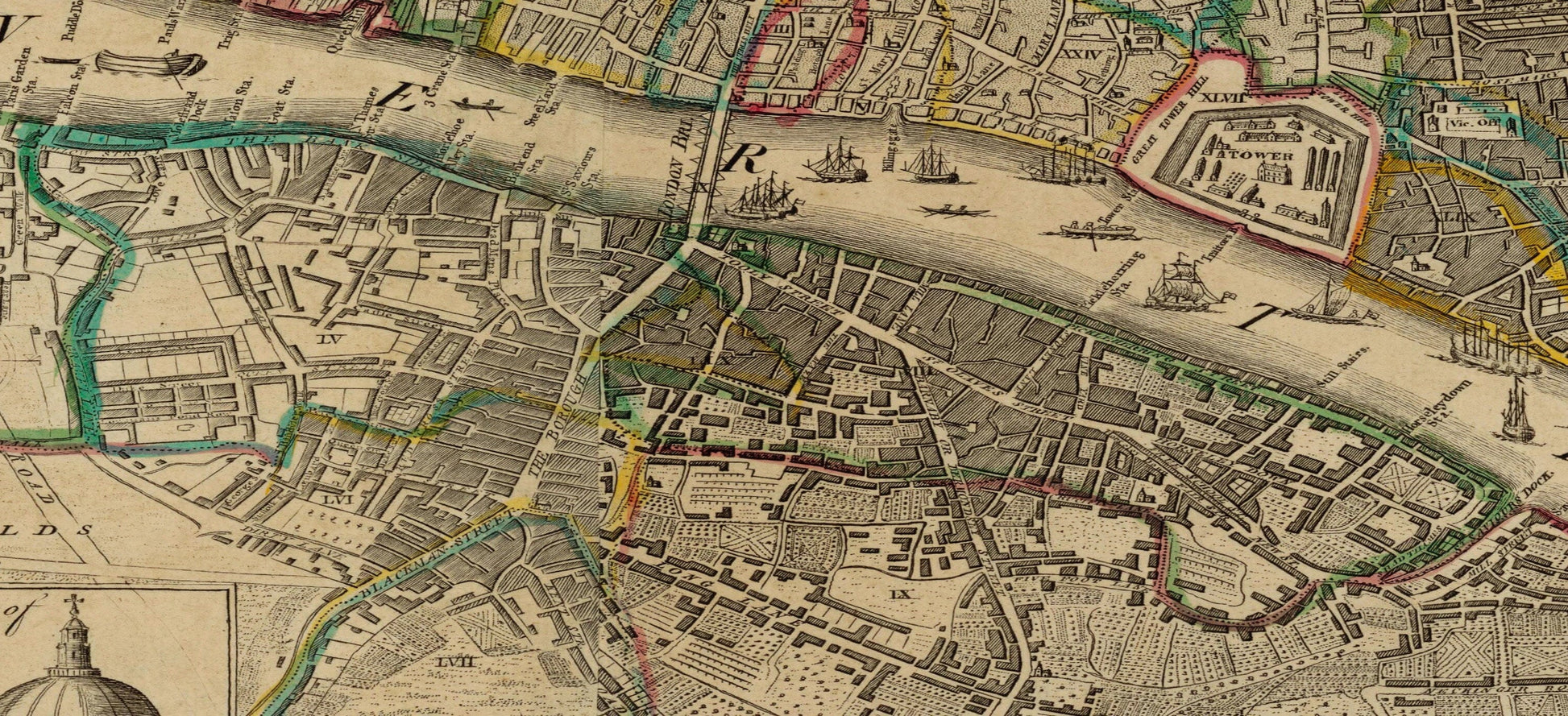 Cities of London & Westminster and Bourough of Southwark Map dated 1776 - Antique Reproduction - City Plan - Available Framed