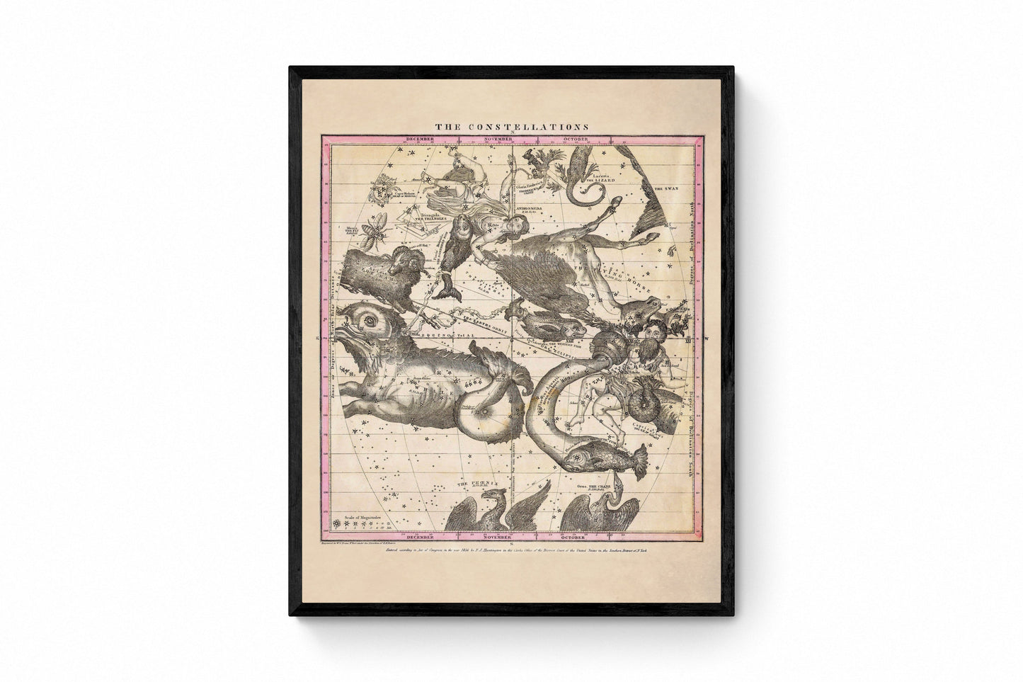 Constellations - dated 1856 - Antique Reproduction - Star Map - Constellation - Astronomy - Zodiac - Star Sign - Astrology - Wall Decor