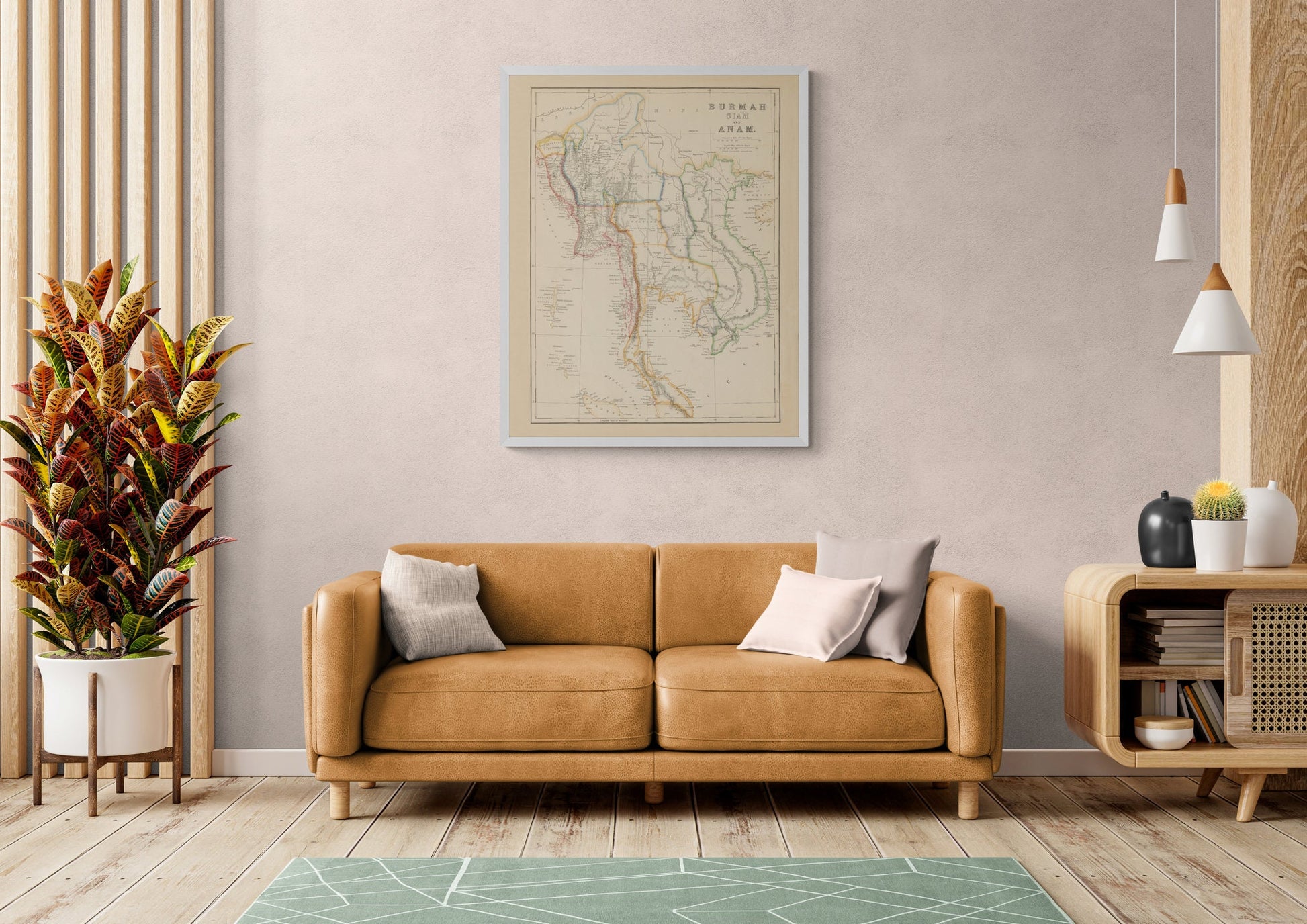 Burmah, Siam and Anam Map dated 1859 - Antique Reproduction - Myanmar, Thailand, Vietnam, Laos - Southeast Asia - Available Framed