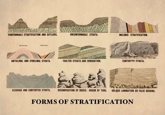 Forms of Stratification - Geology Print  dated 1880 - Antique Reproduction - Geological Diagram - Available Framed