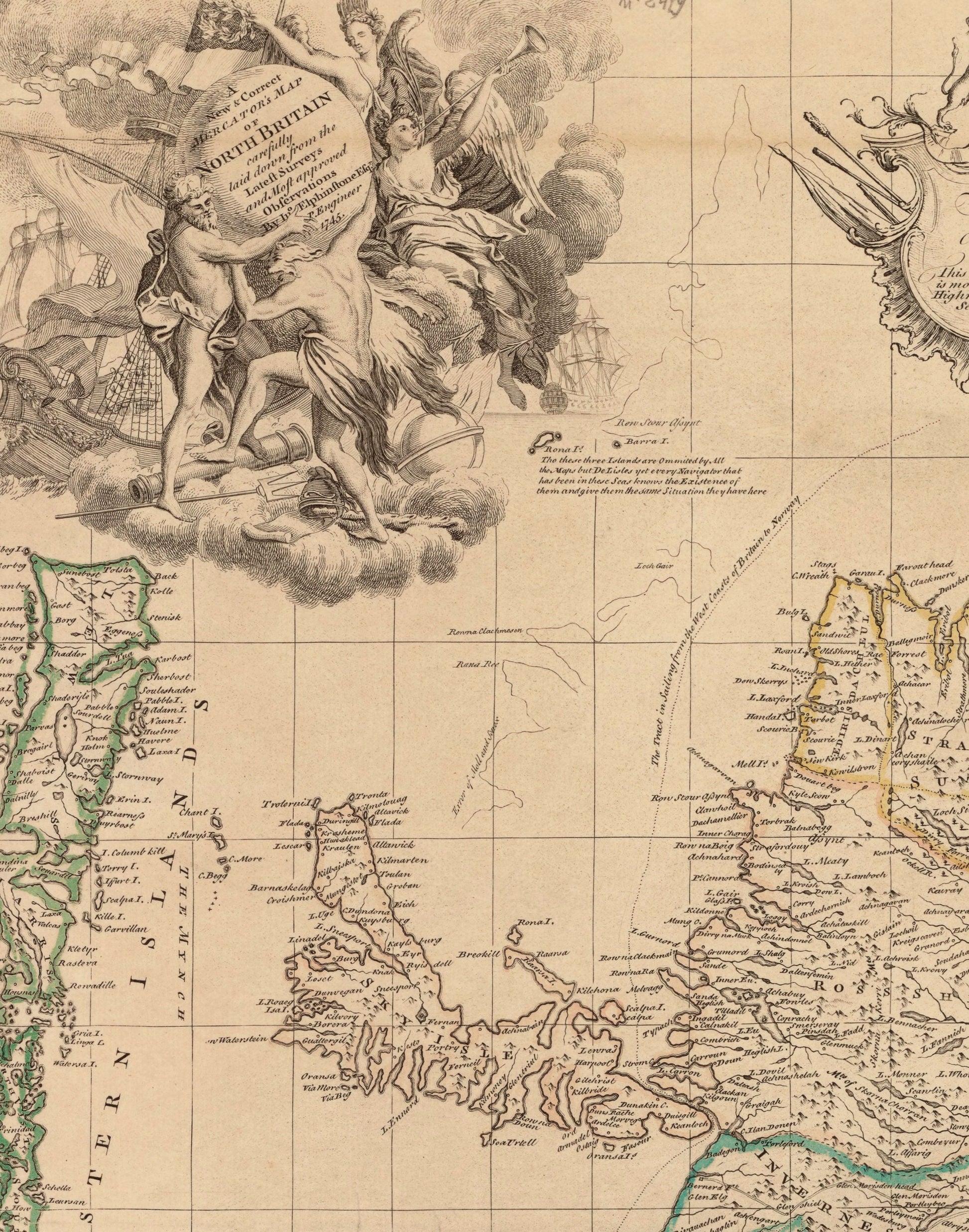 Scotland Map (North Britain) dated 1745 - Antique Reproduction - Emanuel Bowen - Detailed Map - Available Framed